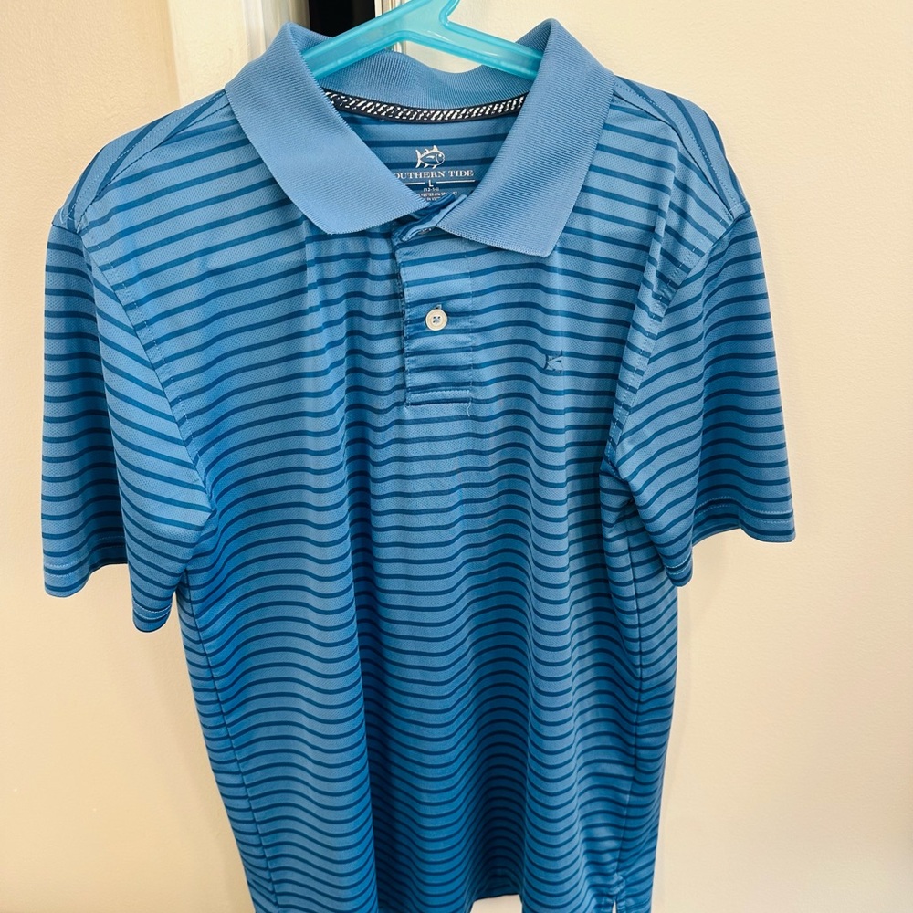 Southern Tide Cutter & Buck Blue Striped Men's Polo Shirt